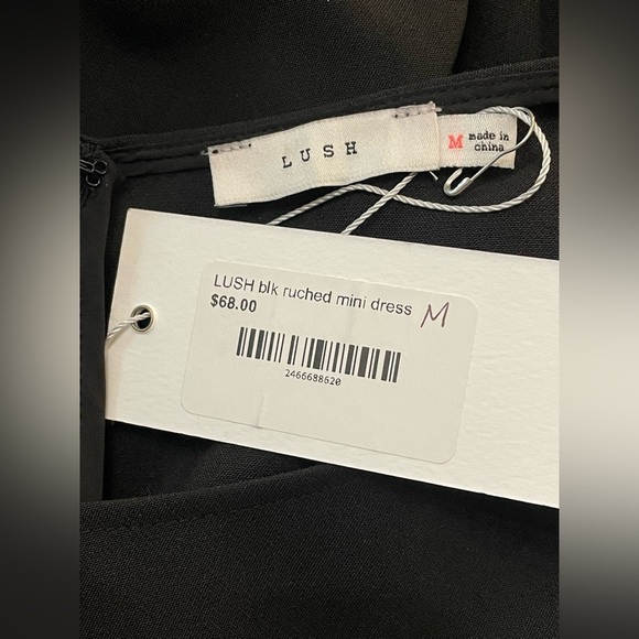 LUSH ~ Boutique Black Ruched Sleeveless Knit Mini Dress NWT‎ Medium - Picture 11 of 13